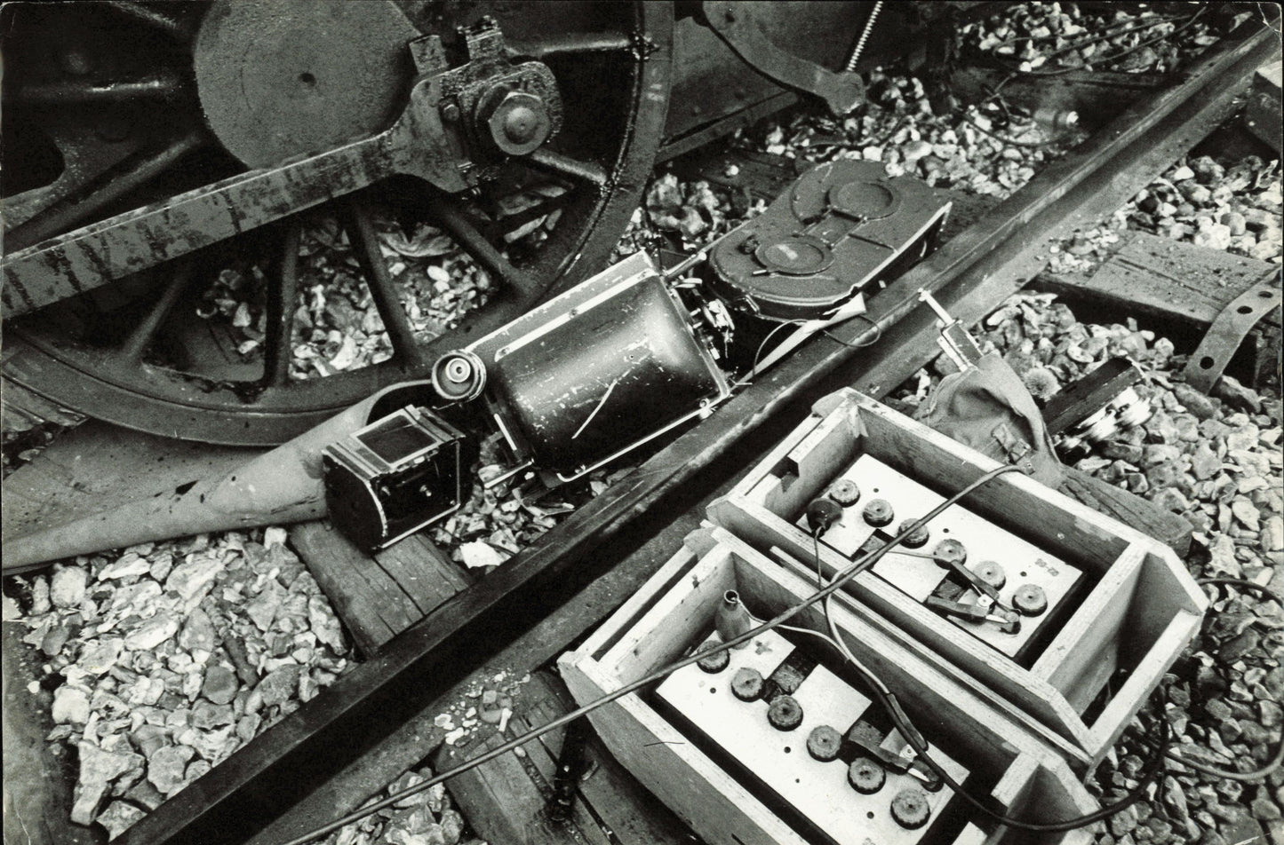 Stunt Crash Mishap on set of "The Train" | Ernst Haas and Vincent Rossell (1964) (4 vintage oversized prints) Accidents crash Film Hollywood oversize Oversized Photographer Stamped