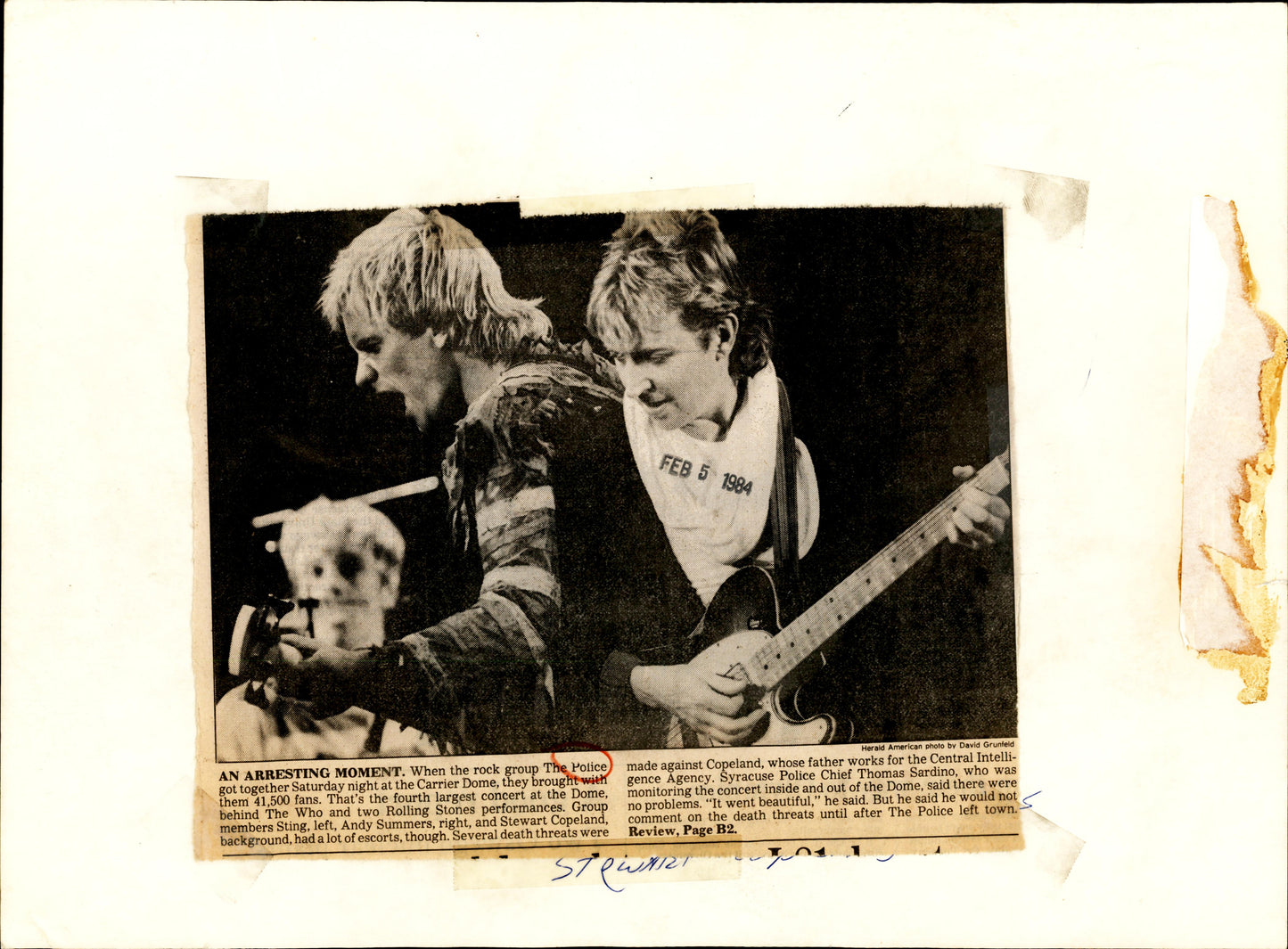 The Police in Syracuse NY 1984 Oversize Print