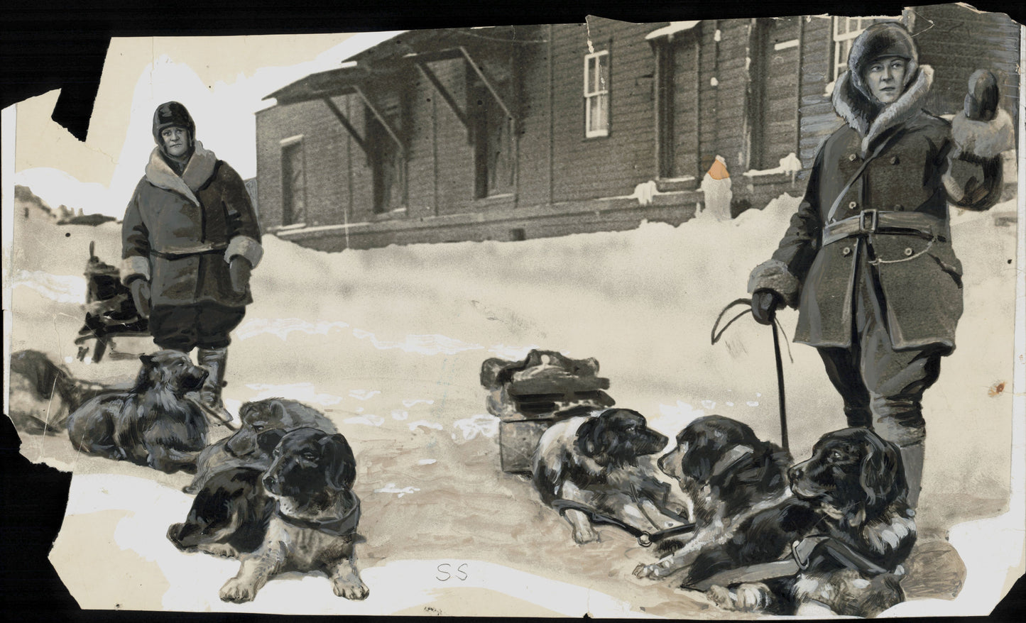 Easter Dog Mushing (1929) (vintage oversize print)