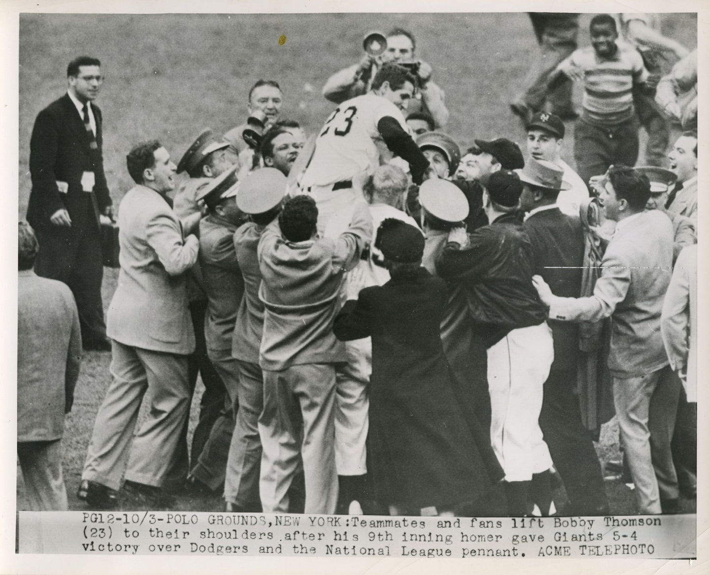 "Shot Heard Round the World" Bobby Thomson Home Run Collection (AUTOGRAPH) (12 images) Baseball Bobby Thomson Brooklyn Dodgers Home Run New York Giants Polo Grounds Sports