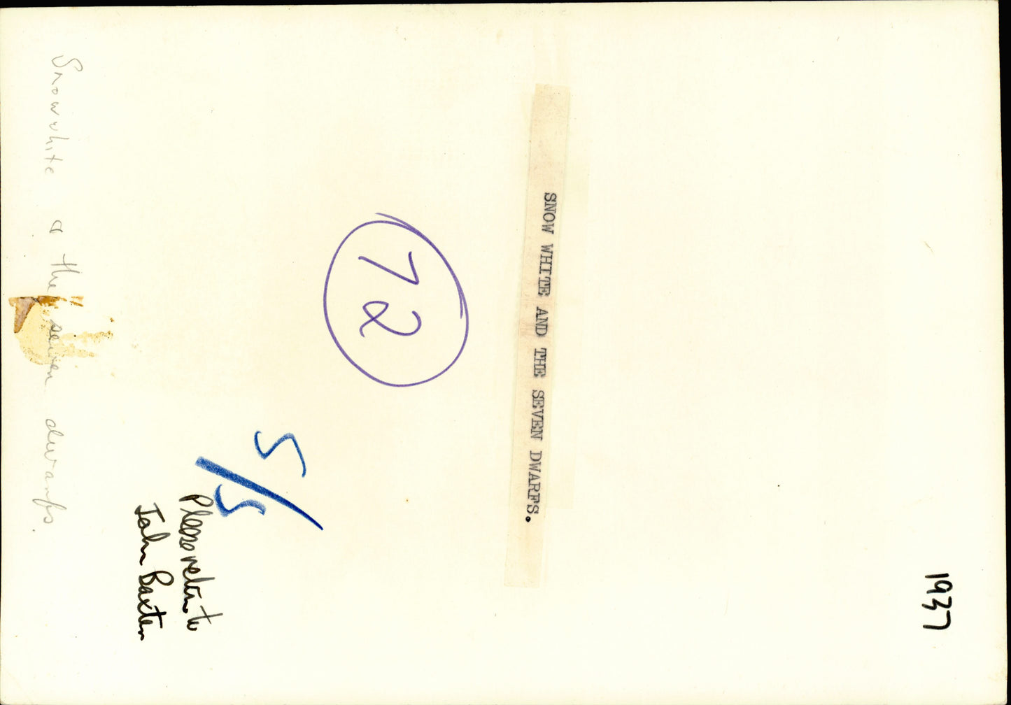 Snow White and the Seven Dwarfs (1937) Studio Photos (6 vintage prints) Animation Disney Film Movies Walt Disney