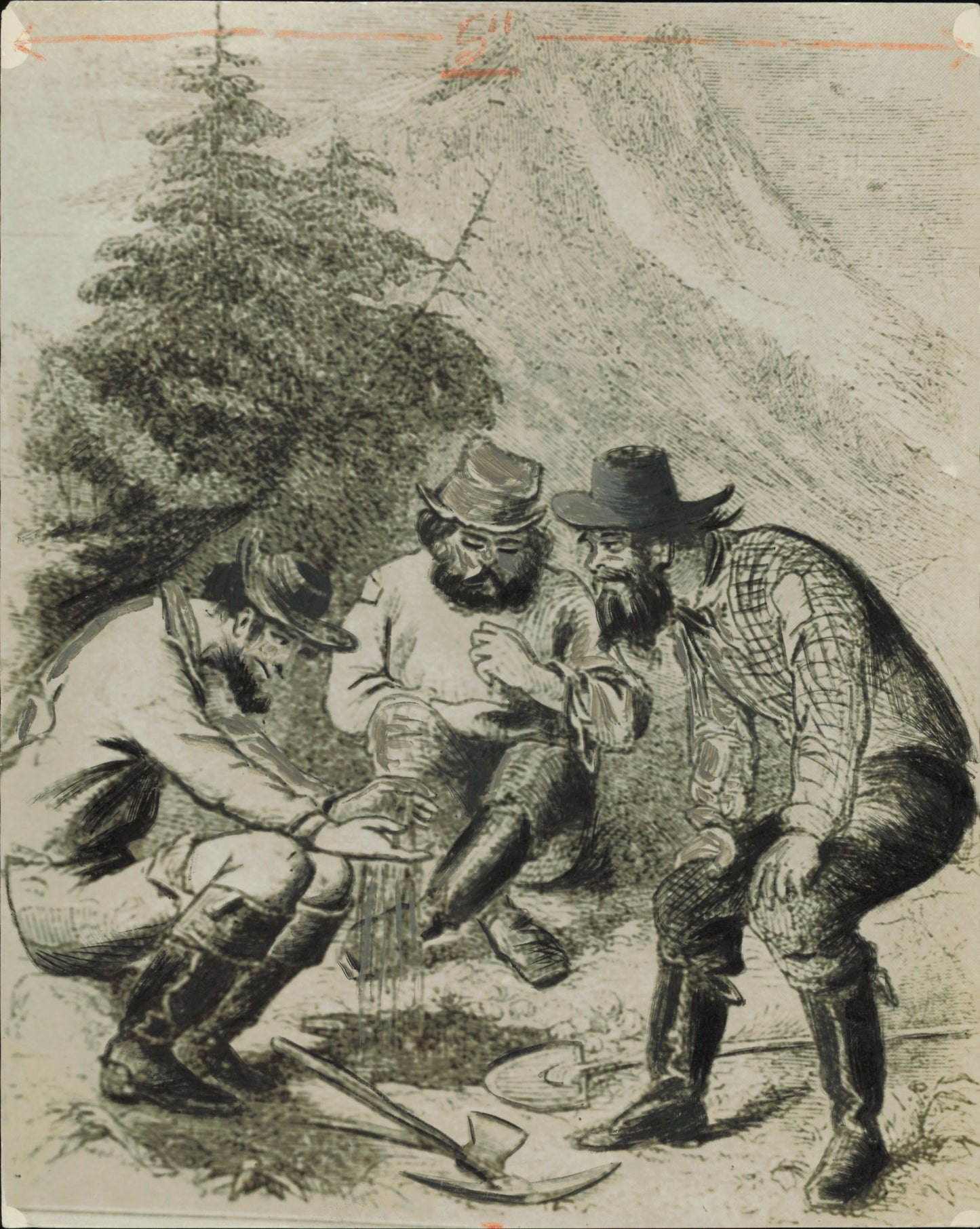 Prospecting Illustration Collection (1928) (4 vintage prints) Gold Rush Illustration