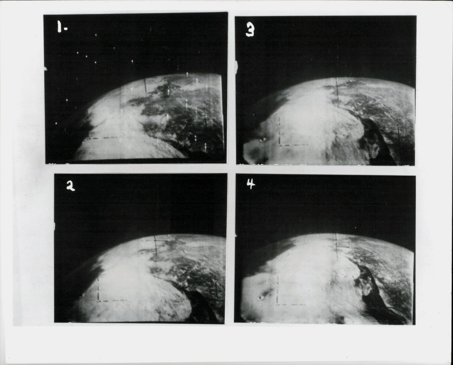 Early NASA Tiros Satellite Imagery (1960) (8 vintage prints)