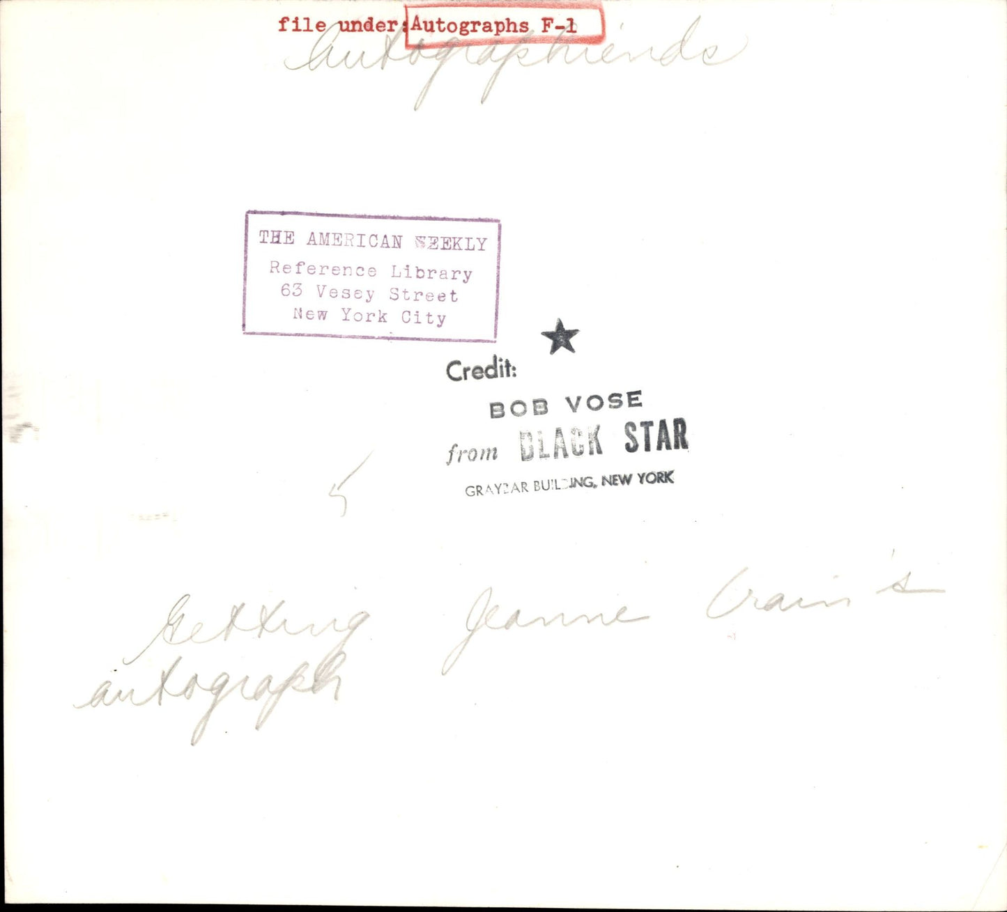 Celebrity Autograph Collection | Bob Vose (1950s) (23 vintage prints)