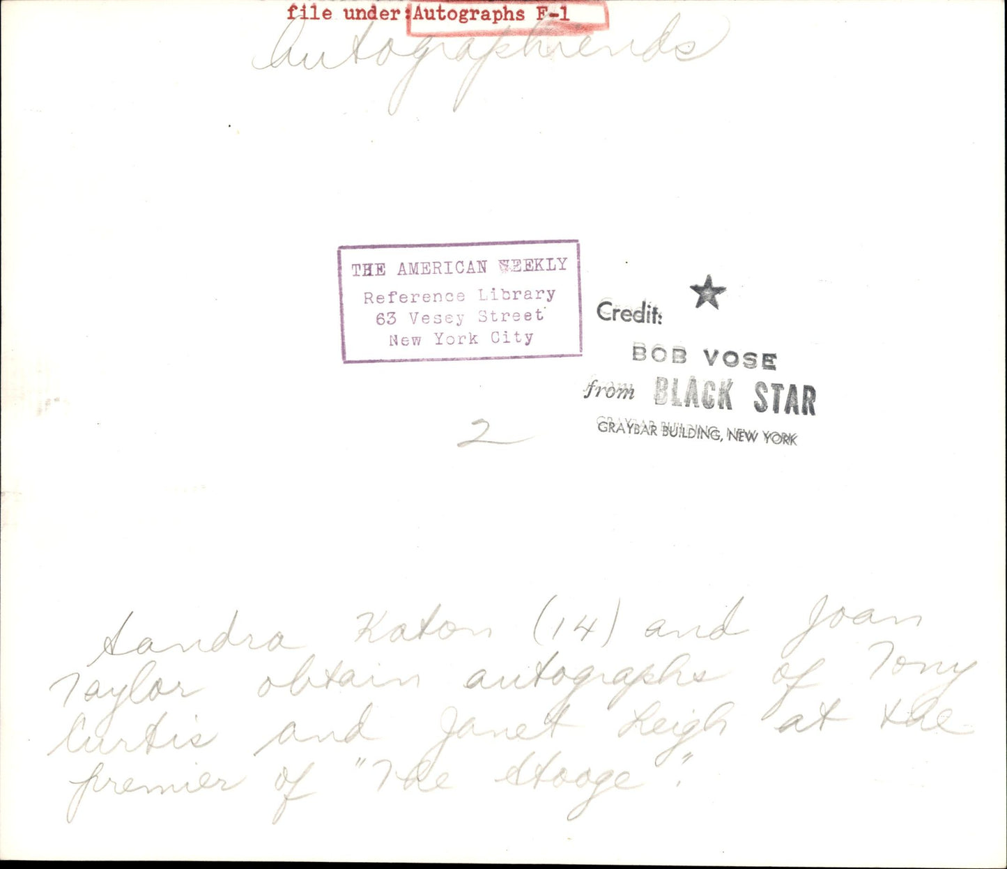 Celebrity Autograph Collection | Bob Vose (1950s) (23 vintage prints)