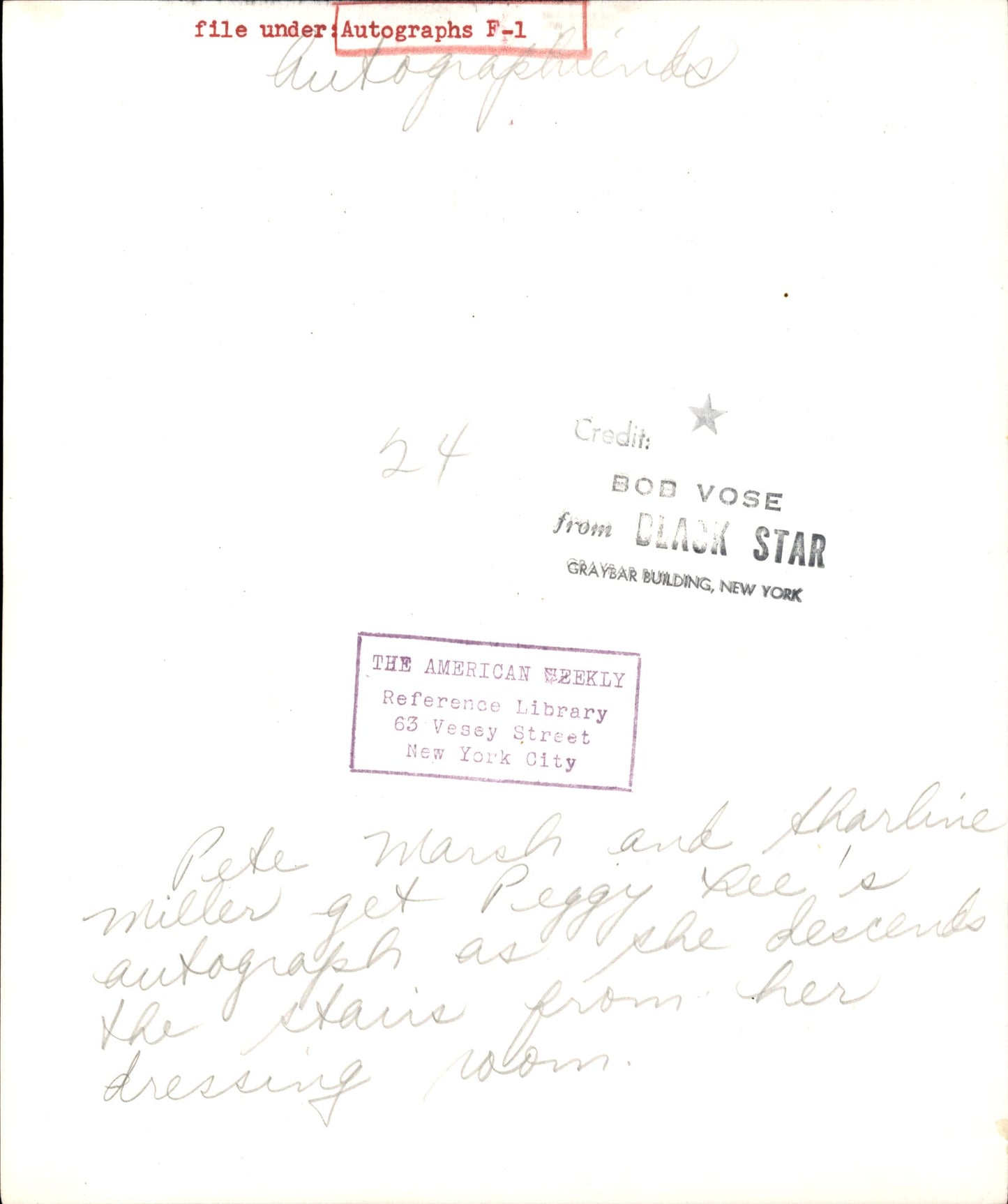Celebrity Autograph Collection | Bob Vose (1950s) (23 vintage prints)