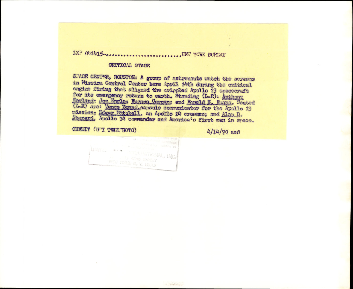 Apollo 13 Collection (1970) (7 vintage prints)