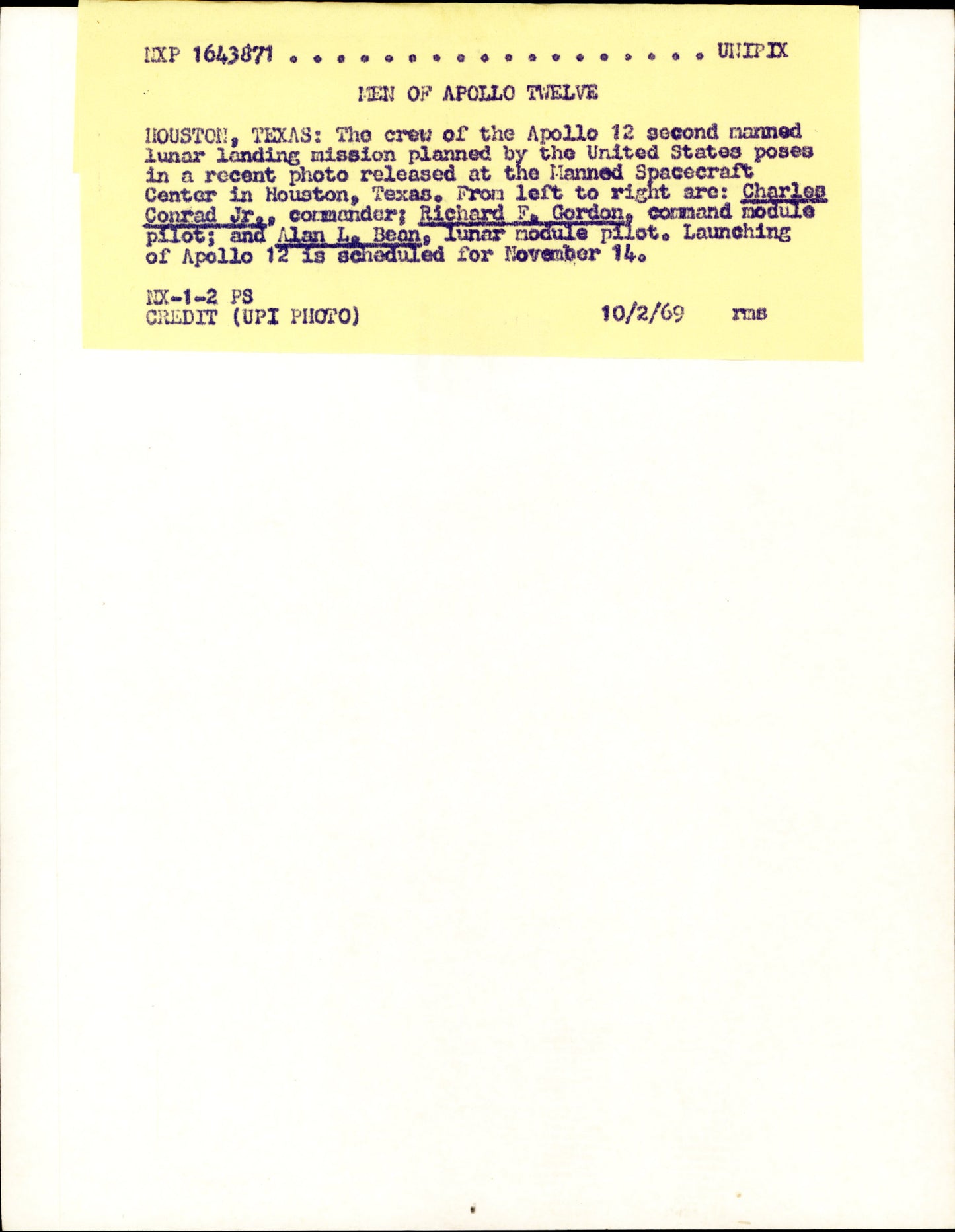 Apollo 12 Collection (1969) (7 vintage prints)