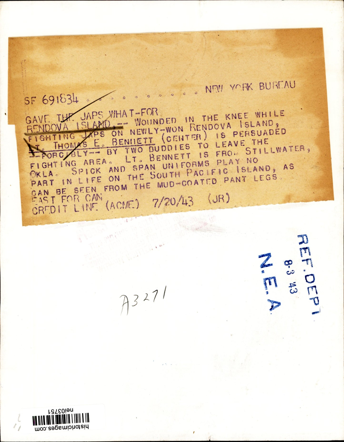 Wounded Pacific Theater Soldier (1943)