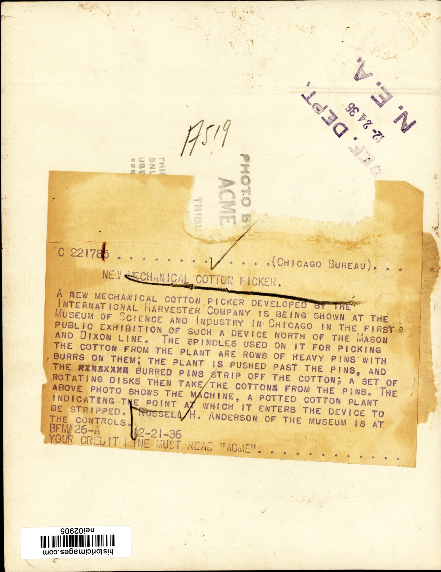 Cotton Industry Inventions (1921-1938) (4 vintage prints)