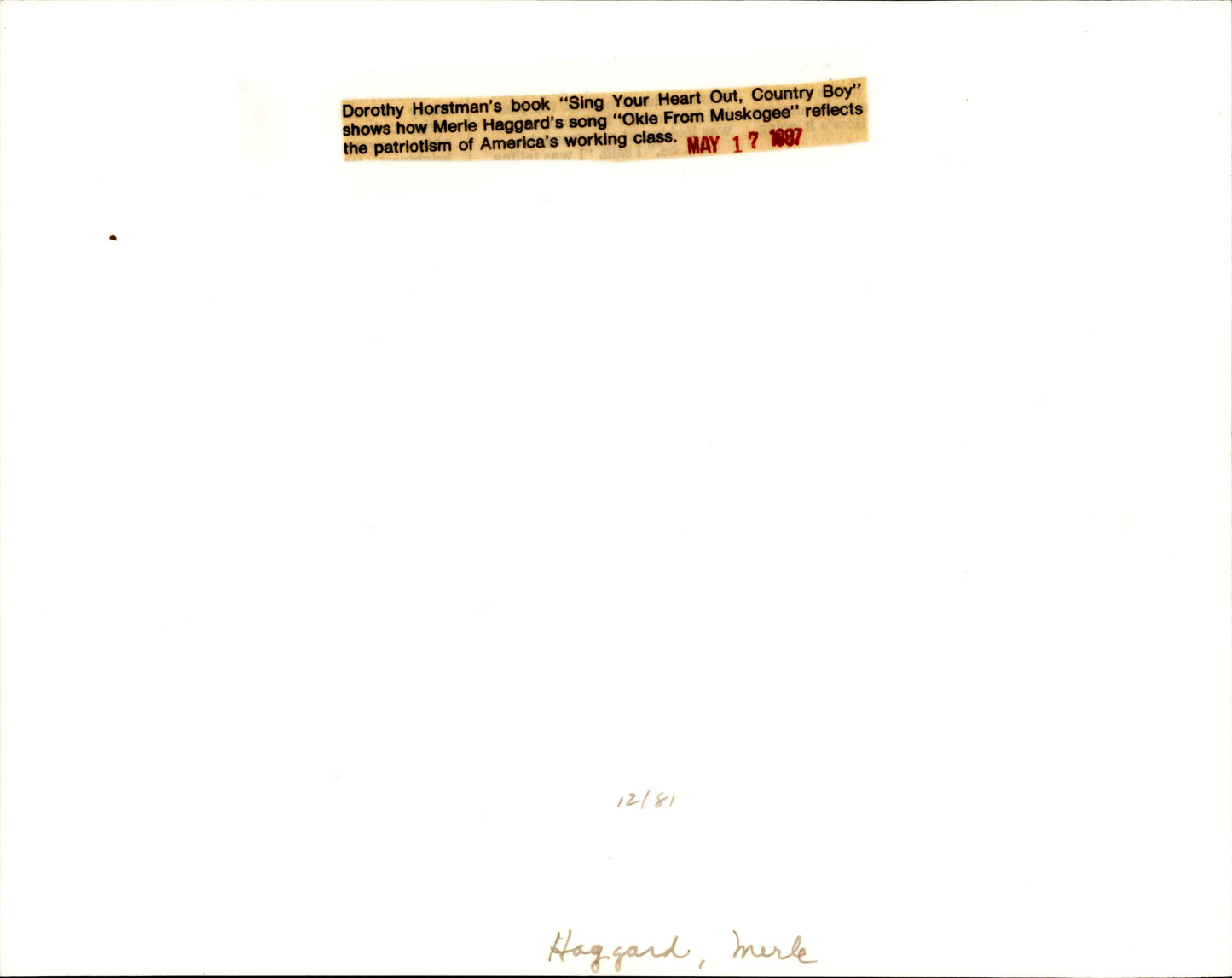 Merle Haggard Collection (5 vintage prints) (1981-1985)