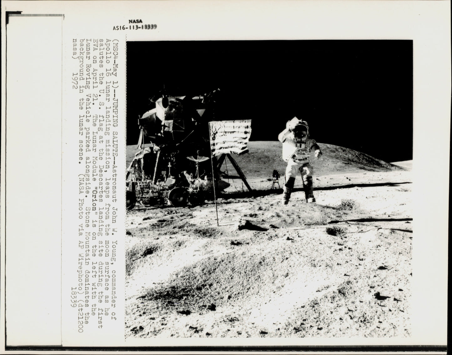 Apollo 16 Moon EVA (1972) (4 vintage prints)