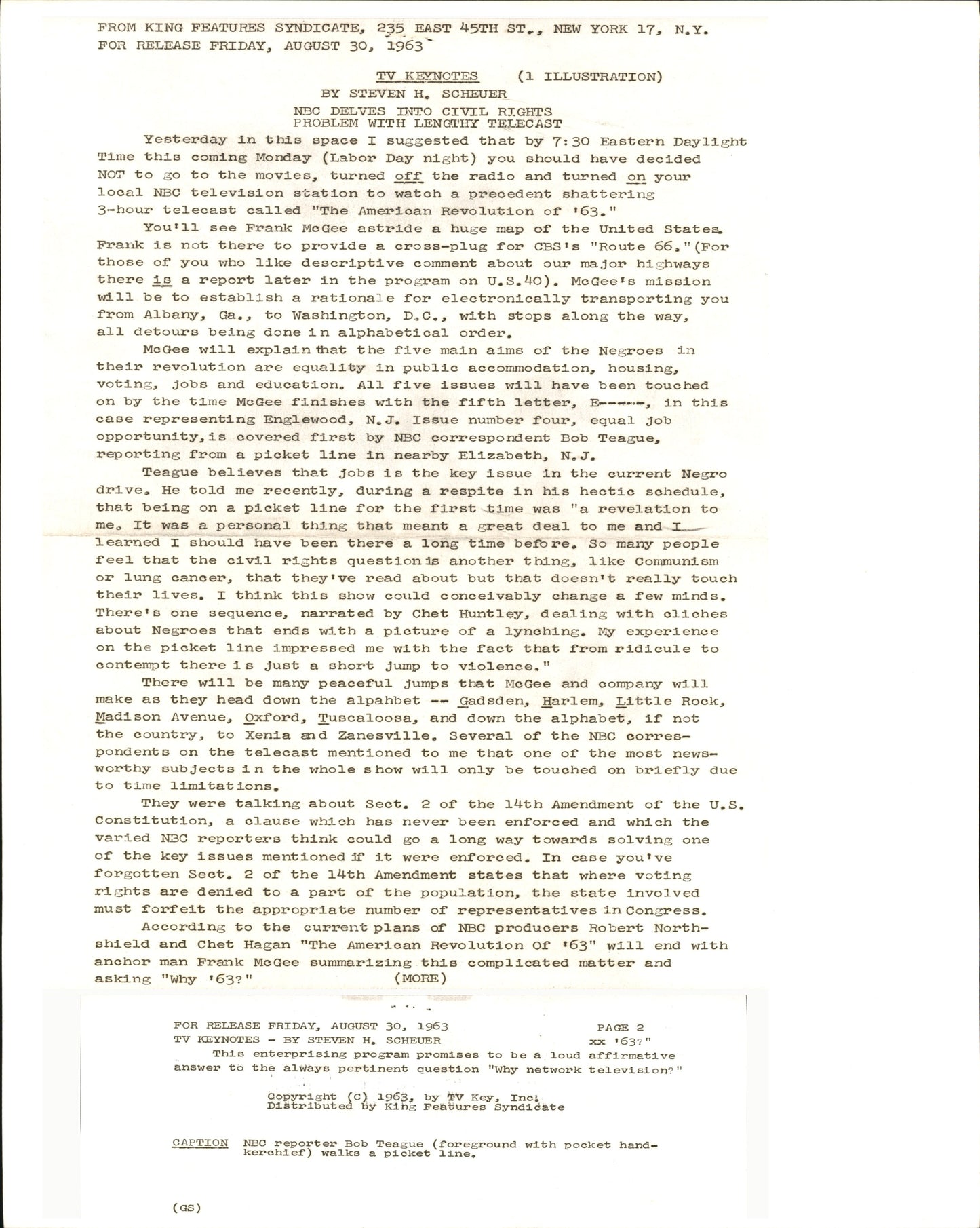 Bob Teague in "The American Revolution of '63" (vintage print + release)