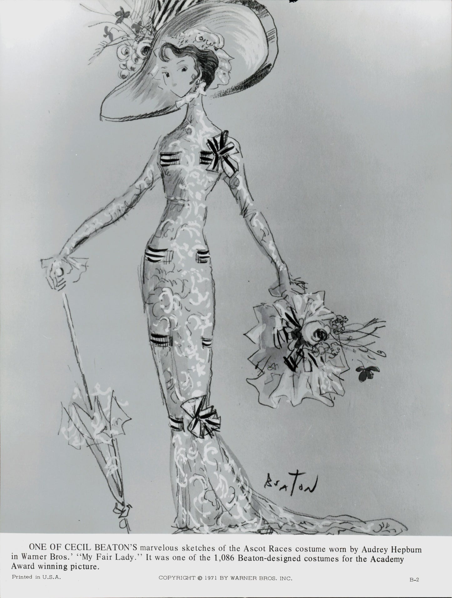Audrey Hepburn Costume Sketch (1971)