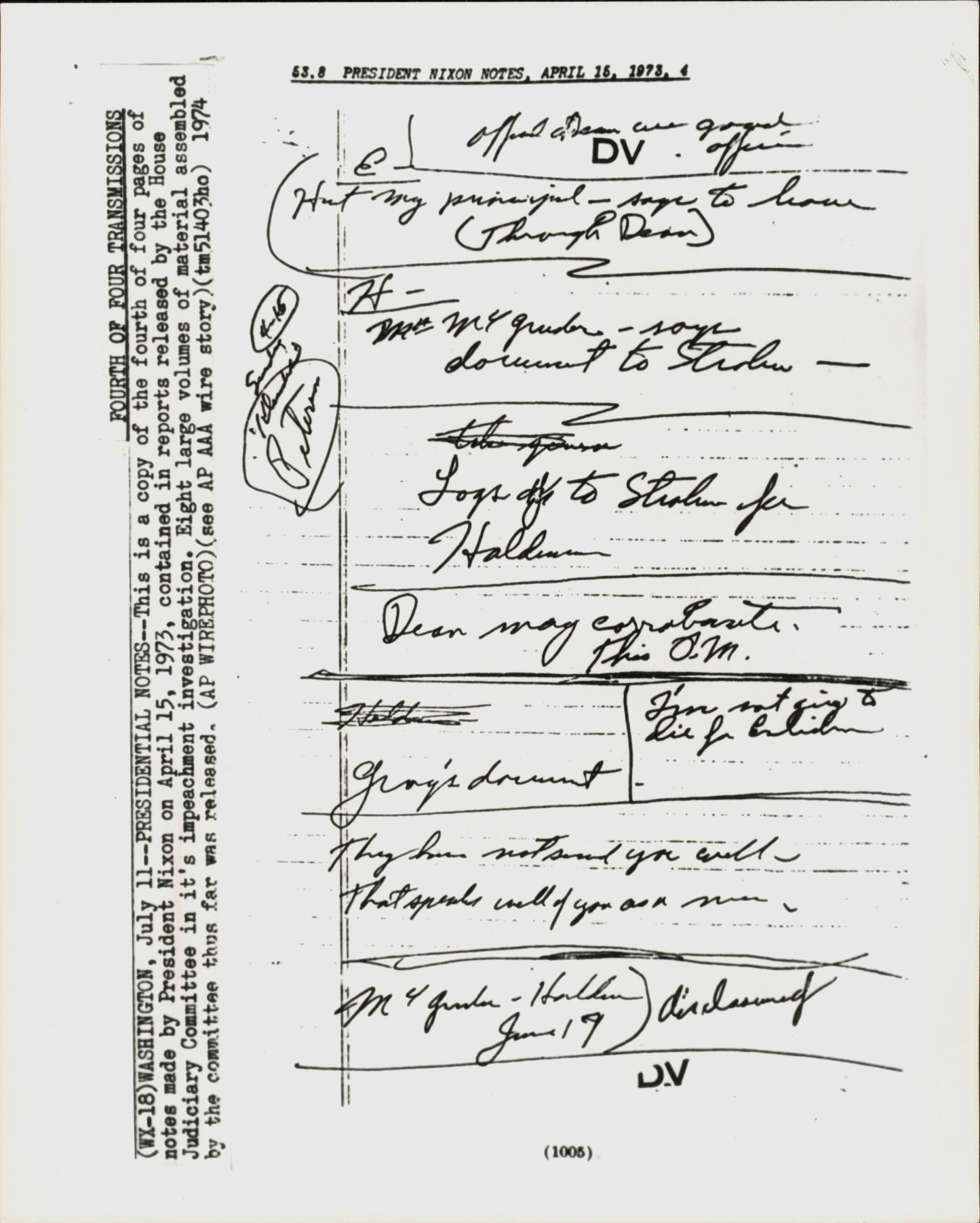Richard Nixon Impeachment Notes (1974) (4 vintage prints)