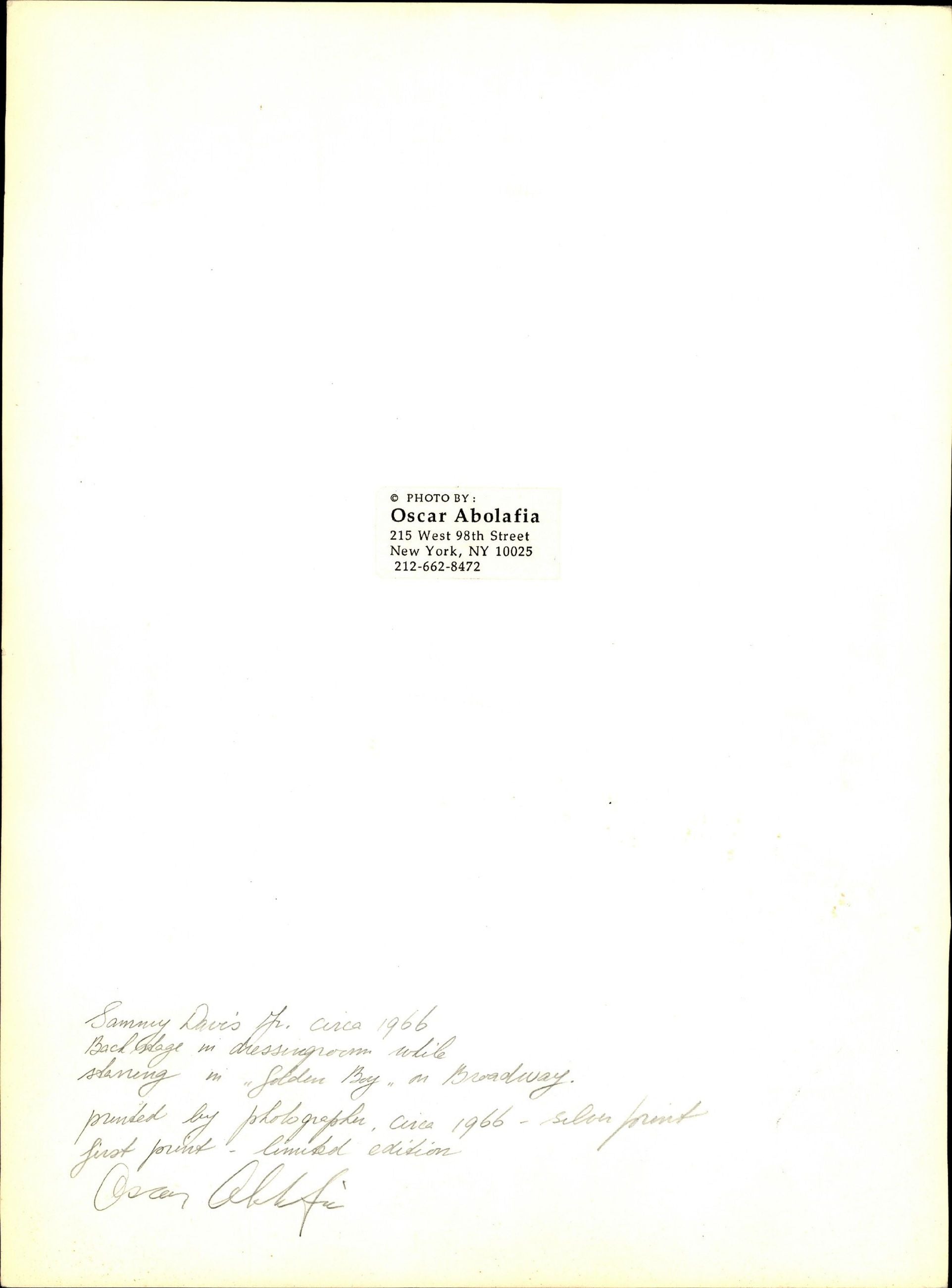 Sammy Davis Jr. by Oscar Abolafia (SIGNED) (oversize) (1966) broadway Hollywood Music Oscar Abolafia Sammy Davis Jr.