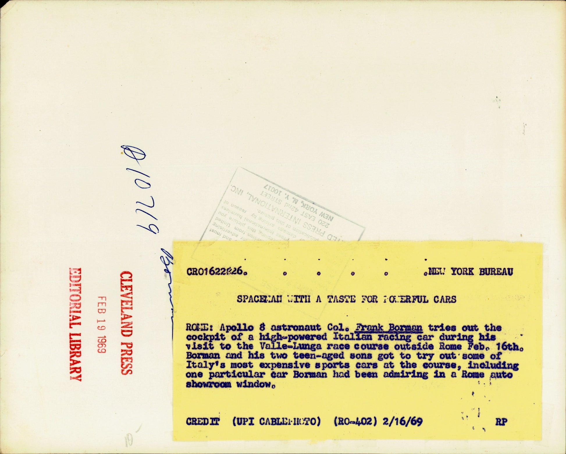 Frank Borman Collection (10 vintage prints) beer NASA Oscar Abolafia Science Space