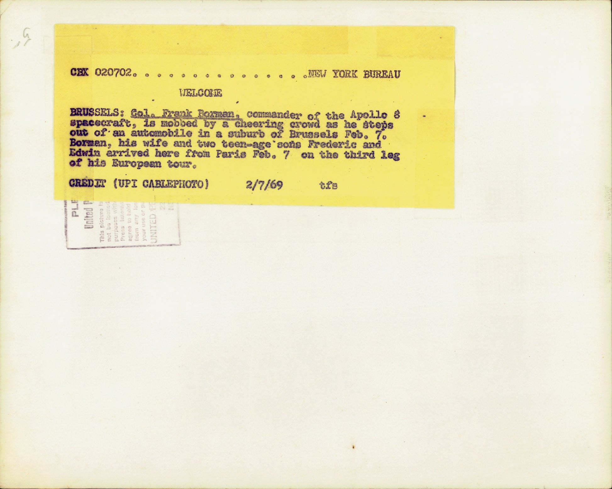 Frank Borman Collection (10 vintage prints) beer NASA Oscar Abolafia Science Space