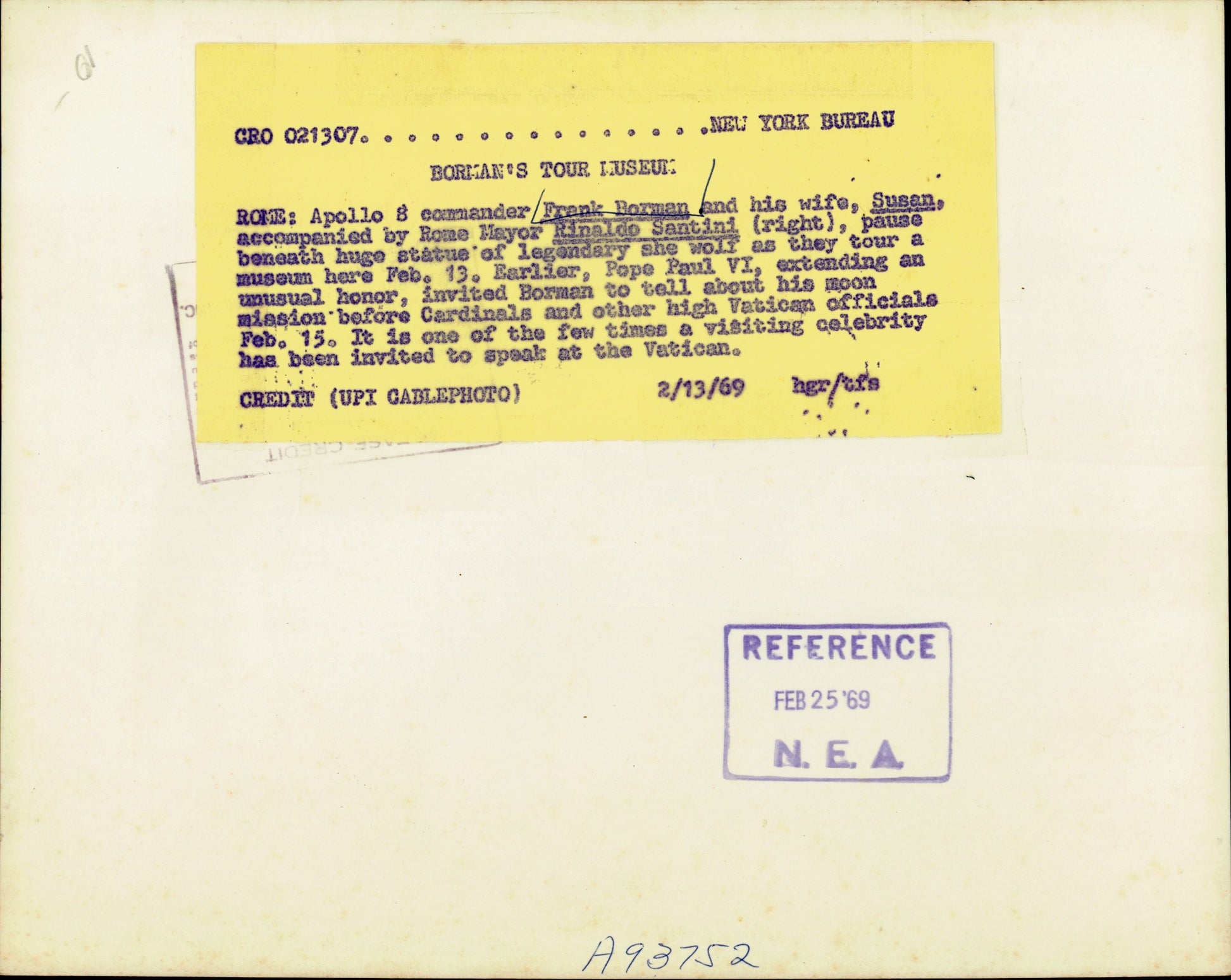 Frank Borman Collection (10 vintage prints) beer NASA Oscar Abolafia Science Space
