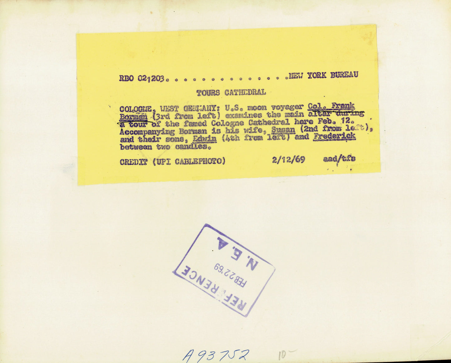 Frank Borman Collection (10 vintage prints) beer NASA Oscar Abolafia Science Space