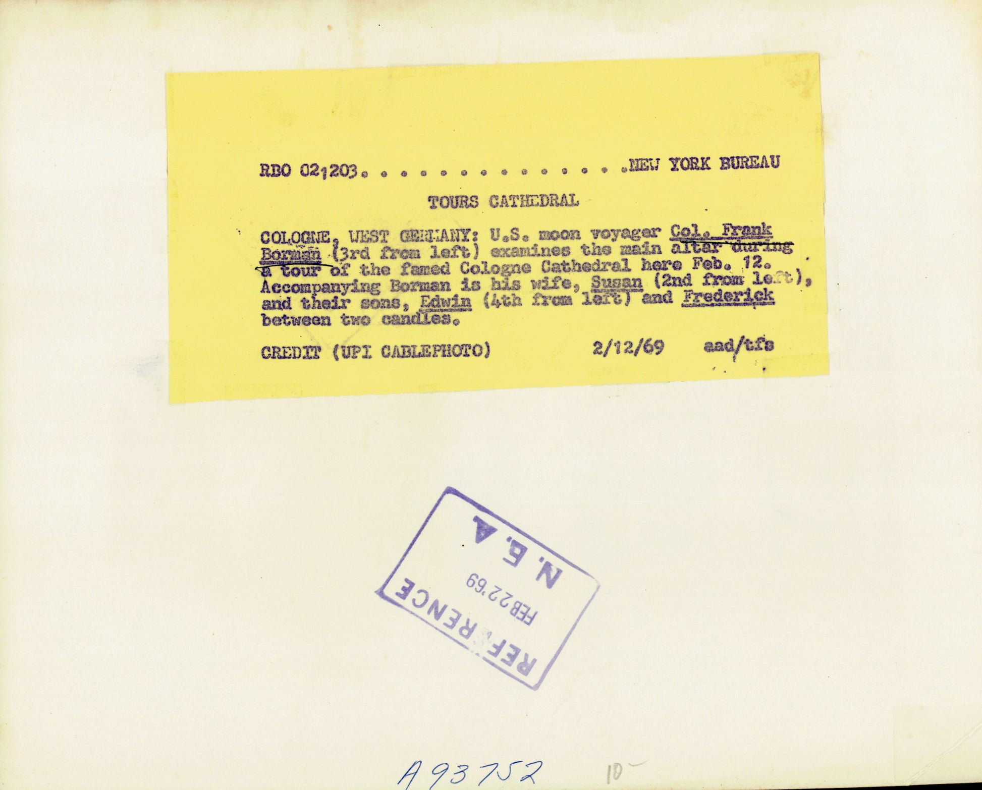 Frank Borman Collection (10 vintage prints) beer NASA Oscar Abolafia Science Space