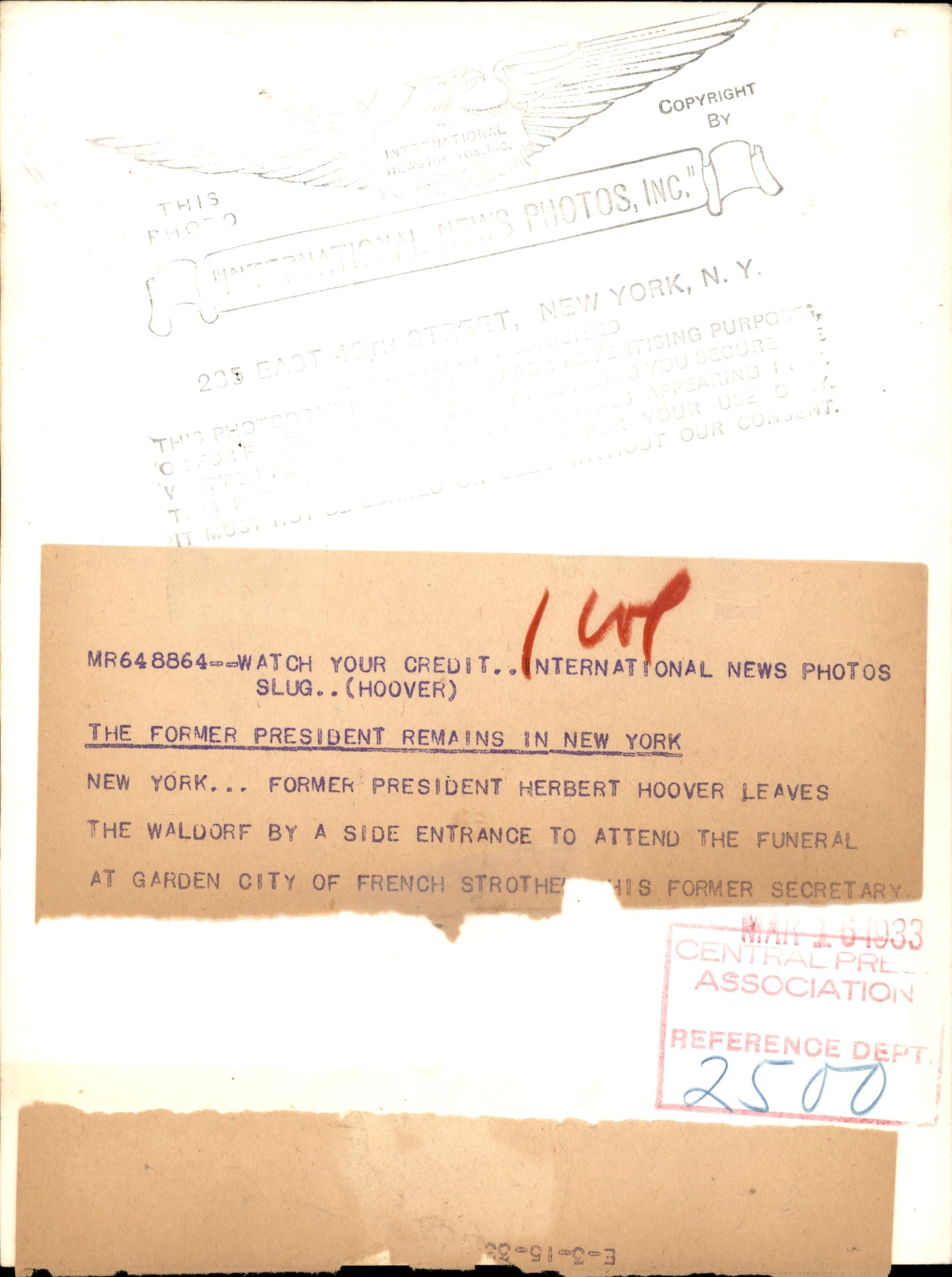 Herbert Hoover Collection (1921-1961) (44 vintage prints)