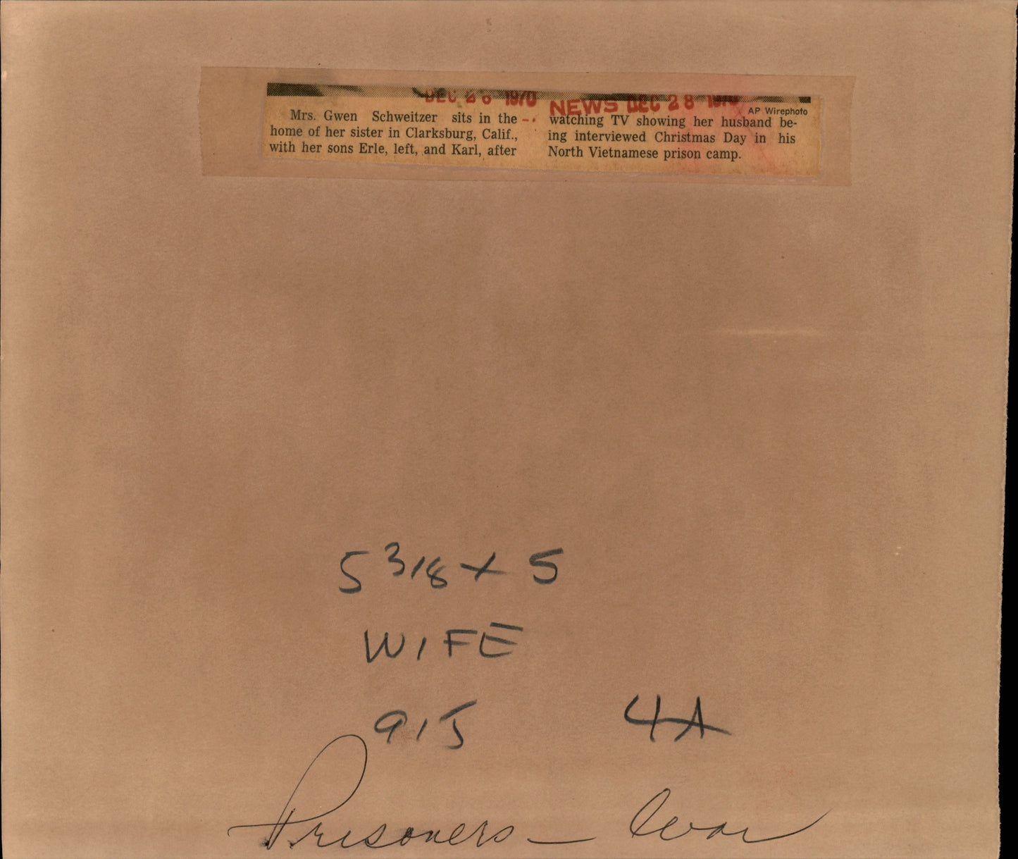 Vietnam Prisoner of War Family Collection (42 vintage prints)
