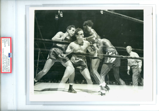 Chalky Wright v Allie Stolz multiple exposure shot (c. 1942) Allie Stolz Boxing Chalky Wright Double Exposure Multiple Exposure PSA Encapsulated Sports
